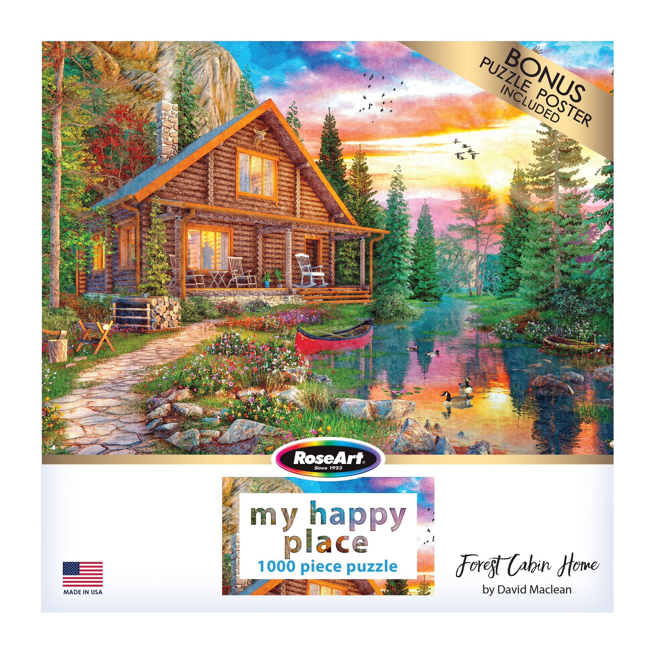 My Happy Place 1000pc - Forest Cabin Home