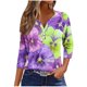 thumbnail image 2 of Fiudx Ofertas Flash Del Día Blusa de Manga 3/4 Corta Estampada a La Moda para Mujer, Blusa Informal con Cuello Redondo, 2 of 5