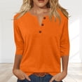 thumbnail image 5 of Womens Henley 3/4 Sleeve Tops Dressy Casual Blouses Summer Vacation Business Basic Summer Fashion Clothing, 5 of 5