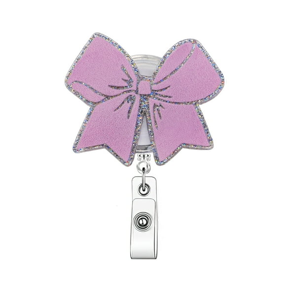 Pink Bow Badge Reel Retractable for Nurse Doctor Medical Worker, Nursing Student ID Tag Holder Accessory