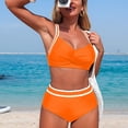 thumbnail image 4 of Duqingm Swimsuits Tops And Bottoms Women Two Piece Bathing Suits Push Up Bikini Set Halter Swimsuit Vintage Swimwear Orange,S, 4 of 7