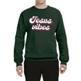 thumbnail image 2 of Wild Bobby, Jesus Vibes Inspirational/Christian Unisex Crewneck Graphic Sweatshirt, Forest Green, 3X-Large, 2 of 6