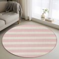 thumbnail image 2 of Pink Striped Round Rug 3.3ft Washable Circle Entryway Rugs Non Slip Retro Minimalism Classic Stripes Lines Area Rug Indoor Floor Carpet for Bedroom Kitchen Living Room Home Office Dining Room Nursery, 2 of 9