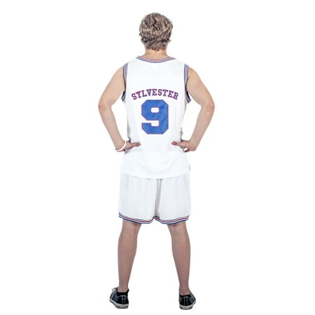 Space Jam Tune Squad Logo Sylvester 9 White Basketball Jersey
