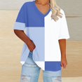 thumbnail image 2 of fatyb Womens Plus Size V Neck T Shirts Short Sleeve Color Block Tee Summer Casual Loose Tops for Women, 2 of 4