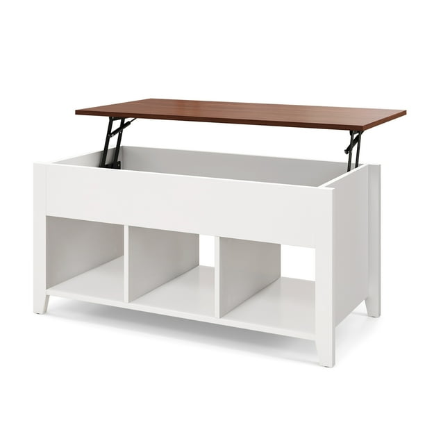 Topbuy Height Adjustable Wood Table Coffee Desk Teapoy Hidden