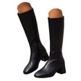 thumbnail image 5 of PFWOWB Women's Stretch Knee High Boots with Square Toe, Platform Wedge and Slim Shaft (Black,8.5), 5 of 5