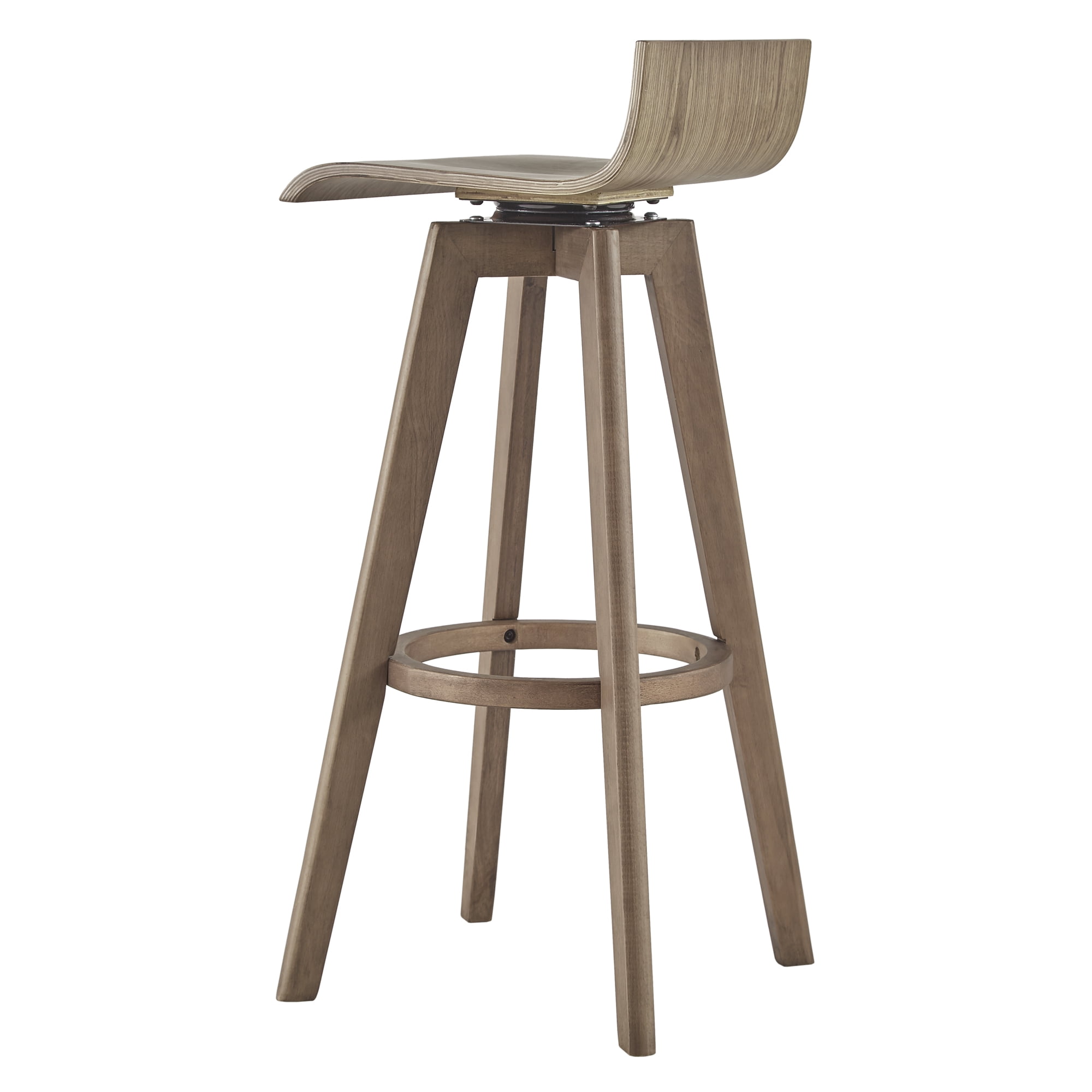 Weston Home Aleksi Modern Wood 29-inch Swivel Bar Stool, Set of 2, Walnut