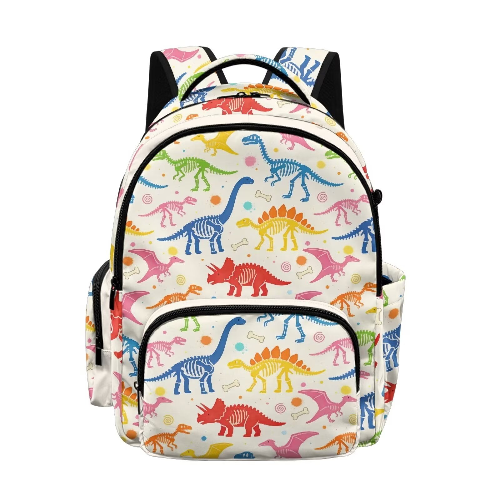 SCRAWLGOD Dinosaur Skeleton Spot Bone Print Beige Lightweight Casual Backpack, Unisex Daypack for Travel Work Business Commute School, Laptop Storage Classic Modern Simple Design