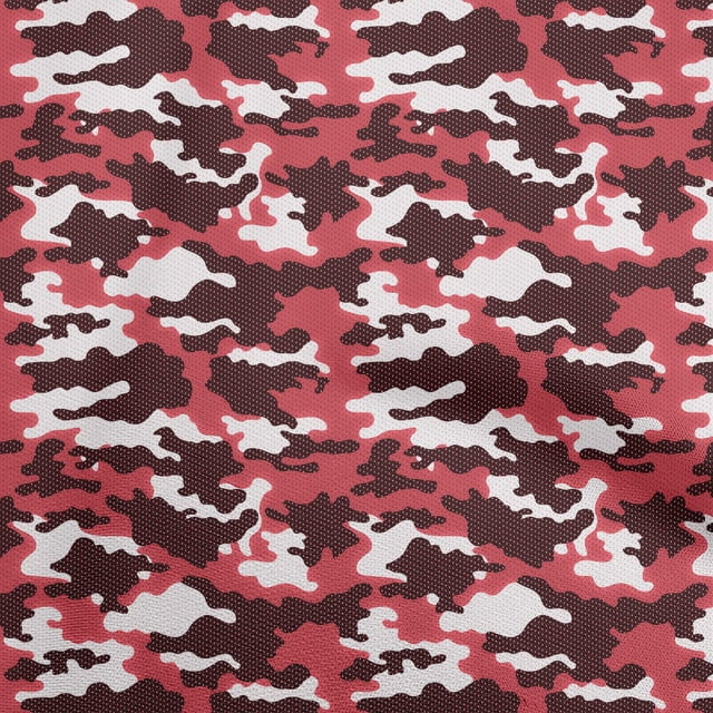 oneOone Tissu en Rayonne Rouge Camouflage Tissu pour Robe Tissu Imprimé au Mètre 56 Pouces de Large