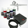 0.3mm Dual Action Airbrush Kit Mini Hobby Craft Paint w/ 6 Createx Primary Color
