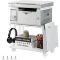 thumbnail image 2 of 2Tier Under Desk Printer Table with Storage & Wheels White Printer Cart for Home, 2 of 7
