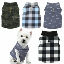 TELOLY 4 Pieces Winter Fabric Dog Sweater with Leash Ring Soft Fleece Vest Dog Clothes Plaid Camouflage Warm Puppy Dog Jacket Pullover Clothes for Small Dogs Cat Puppy Chihuahua