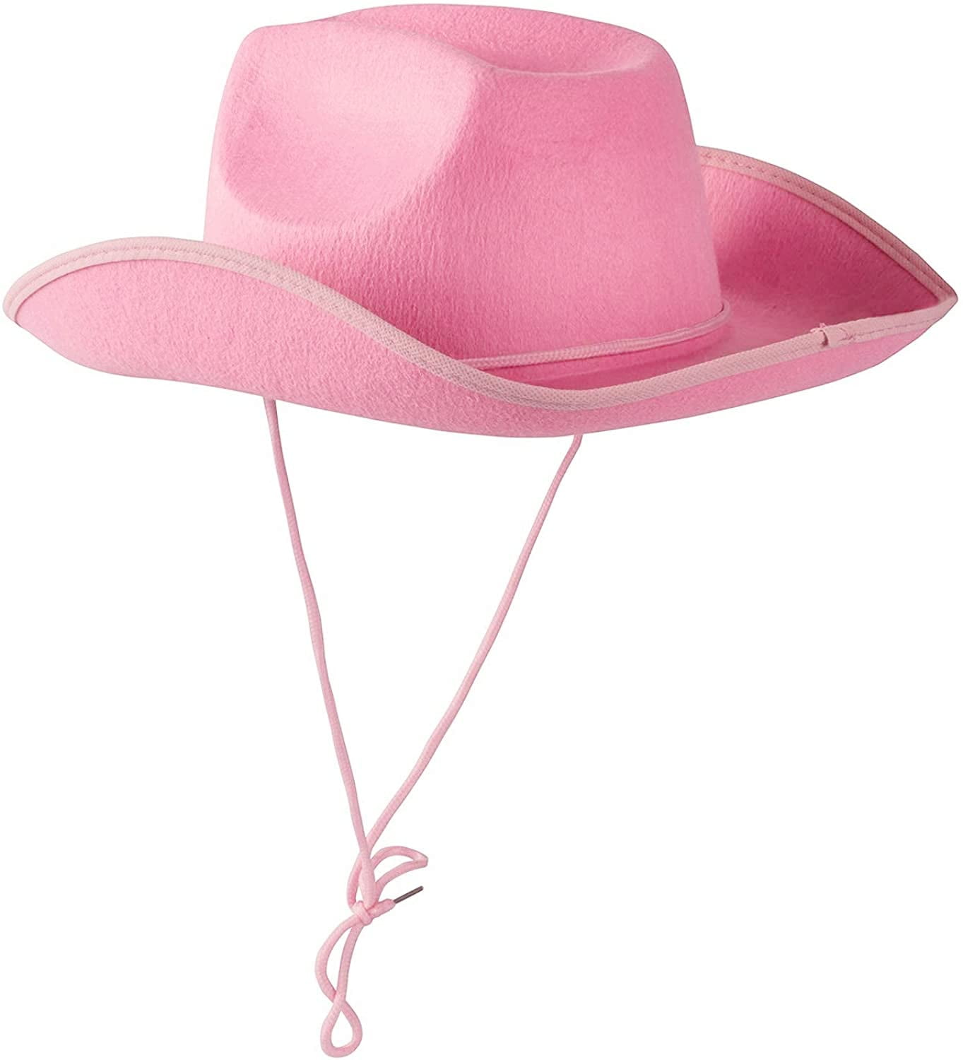 Pink Cowgirl Hat With Feather Boa Fluffy Feather Brim Adult Size Cowboy