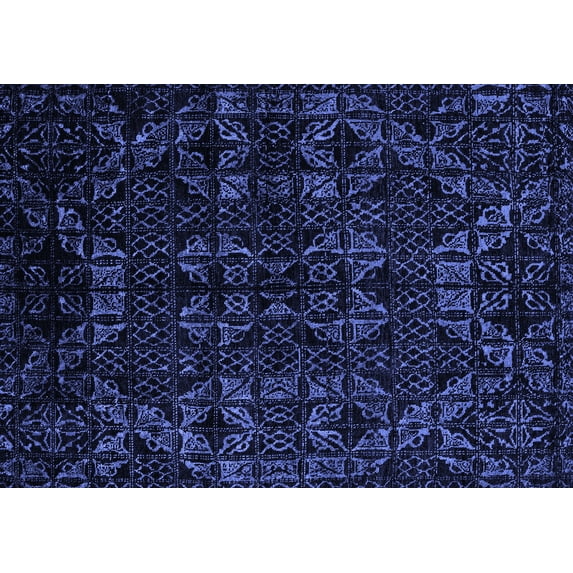 Ahgly Company Machine Washable Indoor Rectangle Abstract Blue Modern Area Rugs, 4' x 6'