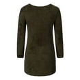 thumbnail image 3 of Fangasis Women Knit Tops Solid Color Pullover Long Sleeve Tunic Blouse Ladies Casual Fleece Fuzzy Top Plain Loungewear Army Green S, 3 of 6