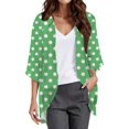 thumbnail image 2 of Pyhlmscde Womens Print Puff Sleeve Buttons Cardigan Cover Up Casual Blouse Tops, Womens Cover Up Top, Cover Up Tops For Women, Soft Cardigans For Women, 2 of 2
