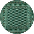 thumbnail image 1 of Ahgly Company Machine Washable Indoor Round Southwestern Turquoise Blue Country Area Rugs, 5' Round, 1 of 4