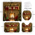 thumbnail image 3 of Lalilo 4 Pcs Christmas Shower Curtain Sets with Rugs for Bathroom Decor,and Fireplace Town Family Bathroom Curtain Set with Mats, 3 of 6