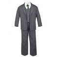 thumbnail image 5 of Boy Baby Kid Teen Formal Wedding Dark Grey Tuxedo Suit Black Dot Necktie sz S-20, 5 of 7