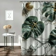 thumbnail image 2 of Orinice  Monstera Shower Curtain, Marble Background and Leaves Print a Whispers' Call Nature Flora and Stone, Cloth Fabric Bathroom Decor Set with Hooks,  69x72, 2 of 7