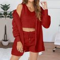 thumbnail image 2 of 3 Piece Pajama Set for Women Warm Fleece Pajama Sets Fuzzy Hooded Outfits Sleeveless Crop Tops Shorts Pjs, 2 of 7