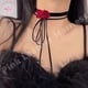 thumbnail image 1 of Sexy mujer rosa PU cuero Bowknot cuerda de tracción Metal enlace cadena campana colgante Punk Collar gargantilla Collar joyería Accesorios Tan Jianjun unisex, 1 of 2