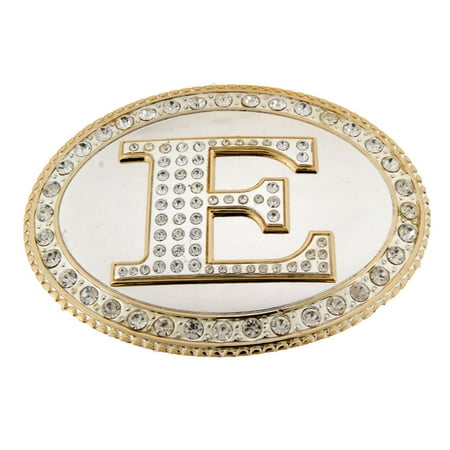 - Big Initial E Letter Alphabet Belt Buckle Western Cowboy Rodeo Gold Silver Shiny