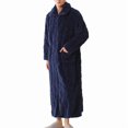 thumbnail image 5 of Sakmal Mens Moomoo Nightgowns Long Sleeve Flannel Soft Fleece Pajama Dress Collared Blue Nightgowns for Men with Pockets, 5 of 5