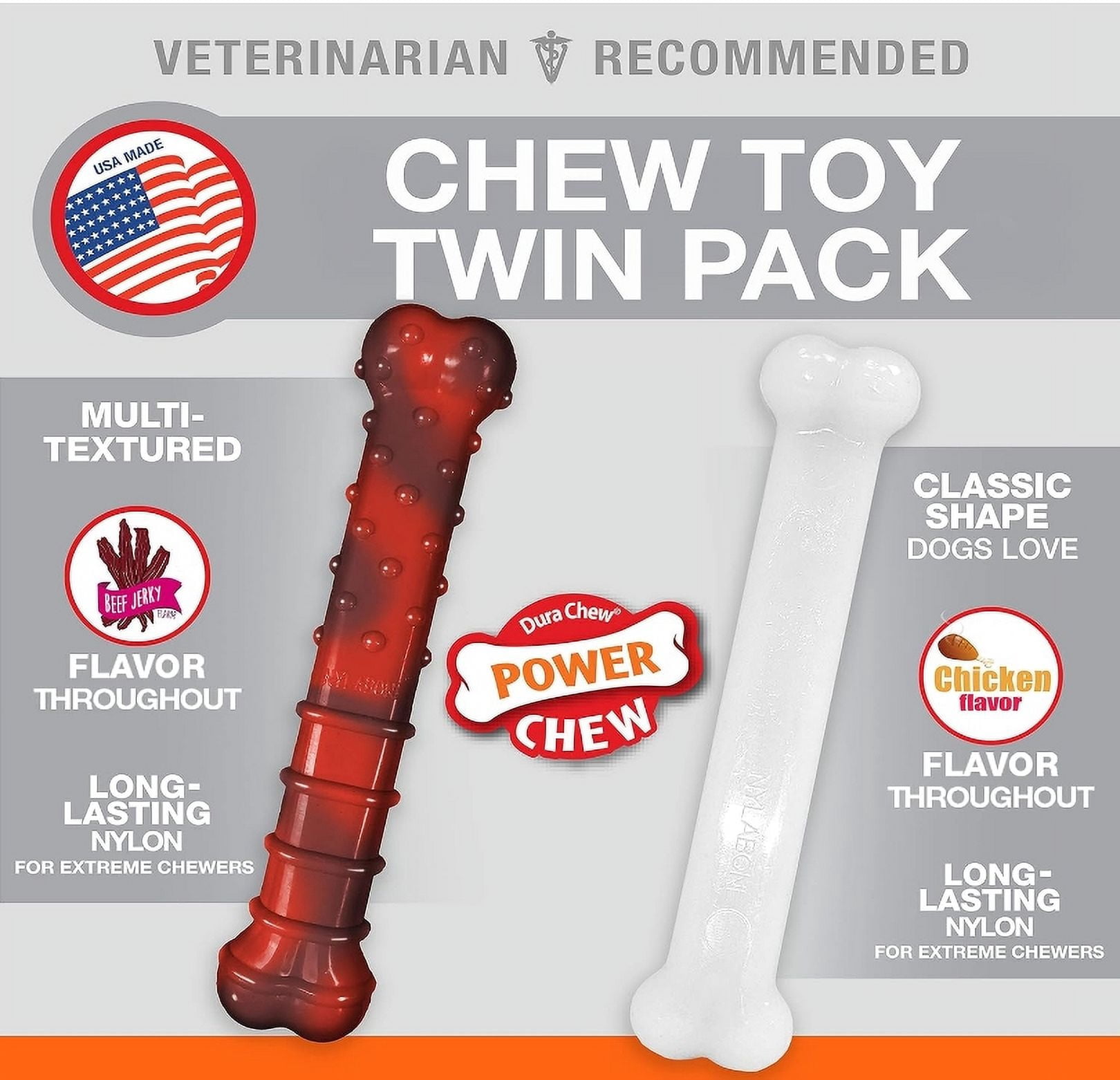 Nylabone Power Chew Flavor Frenzy Chew Beef Jerky and Chicken Flavor Giant [New Dog Supplies, Dog Chew Toys, Nylabone, Dog Supplies] 1 count