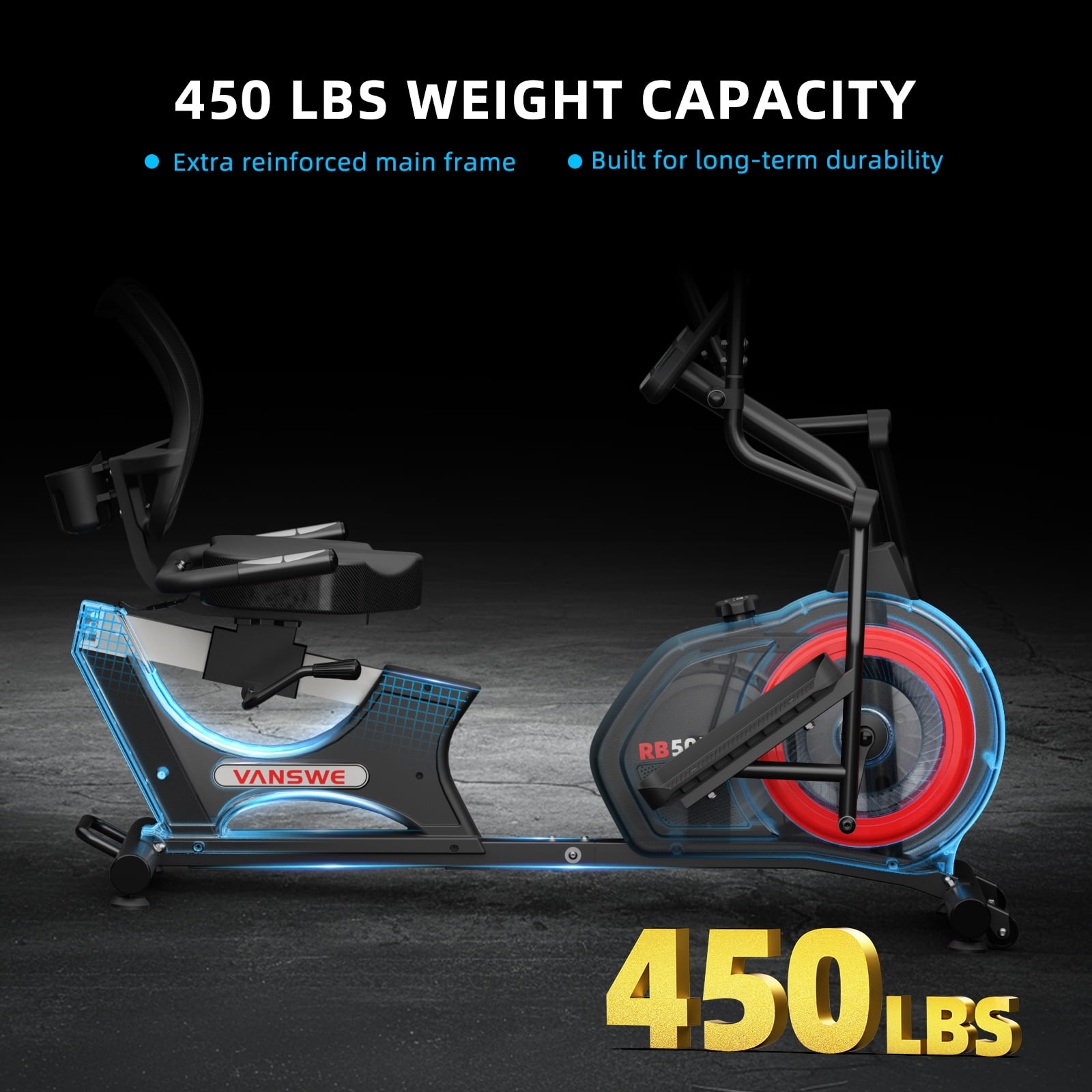 Vanswe Recumbent Elliptical Exercise Bike with Arm Exerciser 450