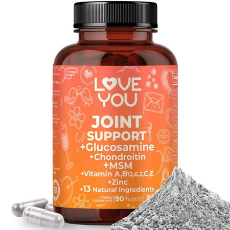 Love You Joint Support + Glucosamine + Chondroitin + Msm | Joint Support | Enhanced Cartilage | Stronger Bones | Relief for Bones | Back | Knees | Hands | 60 Tablets | 60 Serving