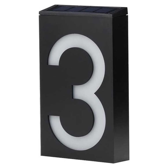 Matsuzay Placa de puerta solar digital Luz de gran tamaño Desenchufado Villa Lámpara Iluminación Led Decoración Paisaje Placa de noche Placa Iluminación y accesorios Numero 3