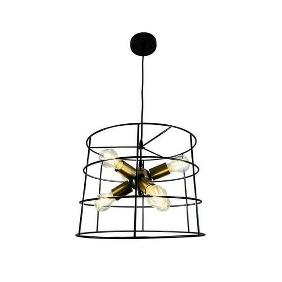 EQLight EQ21-CH-6L02 Nicte 6-Light Brass and Black Cage Chandelier