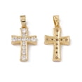 thumbnail image 1 of Brass Cubic Zirconia Pendant with Glass Real 18K Gold Plated Religion Cross Charm Clear 20x13x2.5mm Hole: 4.5x3mm, 1 of 3