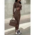 thumbnail image 3 of Zipper Tight Fit Women Long Sleeve Stand Collar Unitard Jumpsuit, 3 of 5