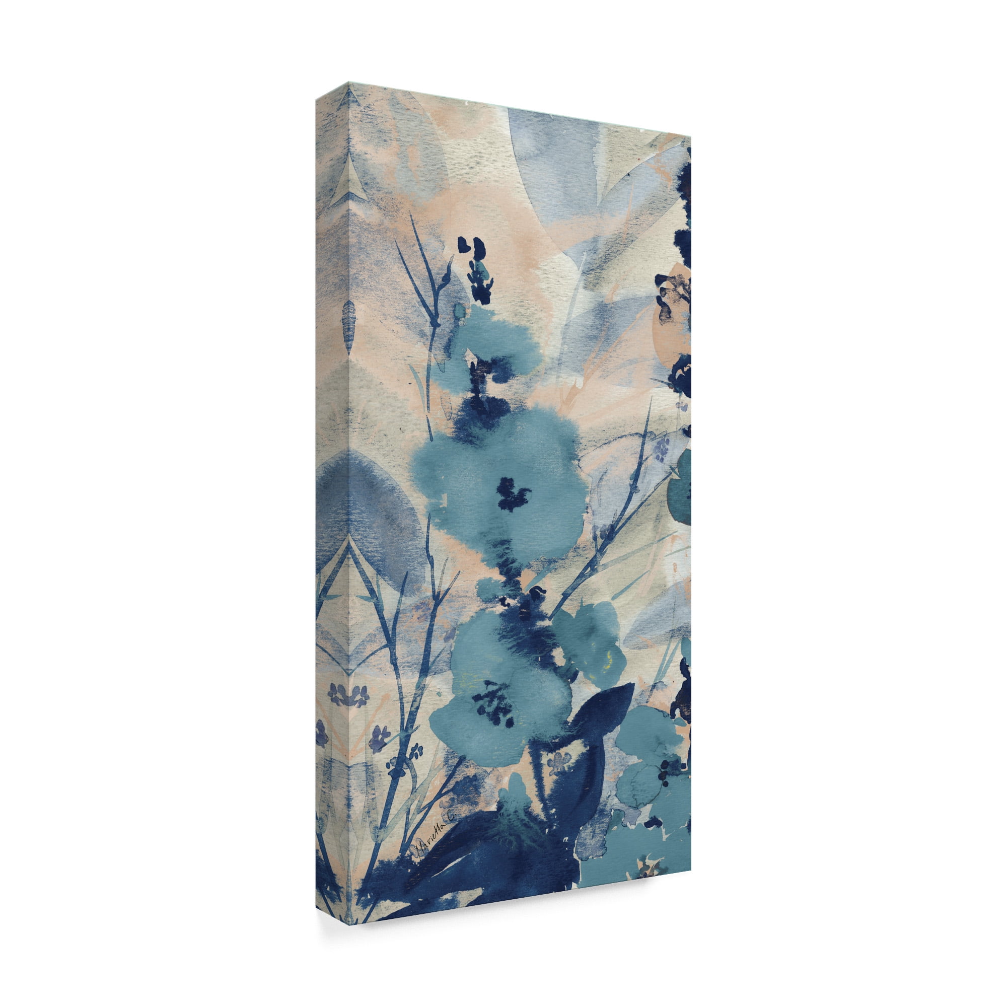 Trademark Fine Art 'Blue Floral Textile 2' Canvas Art by Marietta Cohen Art And Design