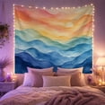 thumbnail image 2 of Rainbow Mountain Ridges under a Hazy Sun, Dreamy Watercolor for Nature Lovers, Spectrum Landscape Art, Housewarming Gift, Tapestry Wall Hanging for Bedroom and Living Room, 2 of 5