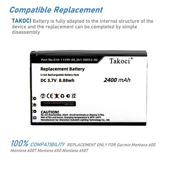 Battery for Garmin 361-00053-04 Montana 680, Montana 680T, Monterra