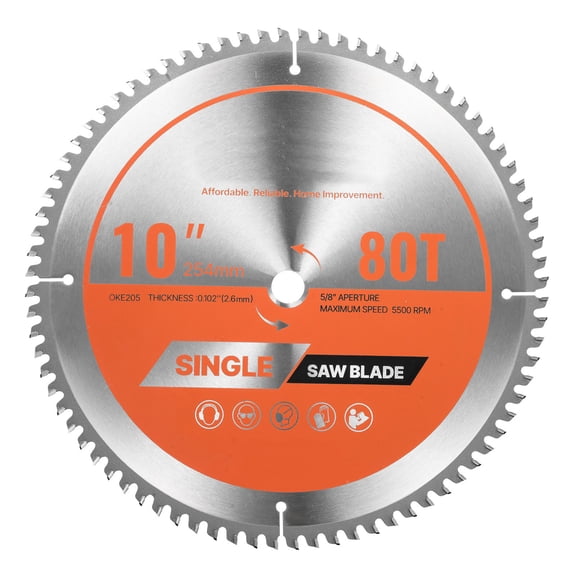 10" Metal Cutting Circular Saw Blade with 80 Alloy Teeth,5/8" Arbor,Fine Finish for Steel and Aluminum,Noise-Reducing Heat Vents.