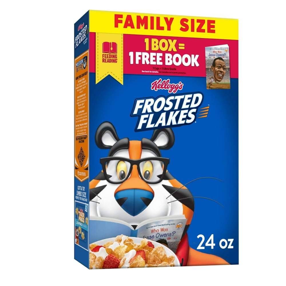 Kellogg's Frosted Flakes Breakfast Cereal, 8 Vitamins and Minerals, Kids Snacks, Original, 24oz