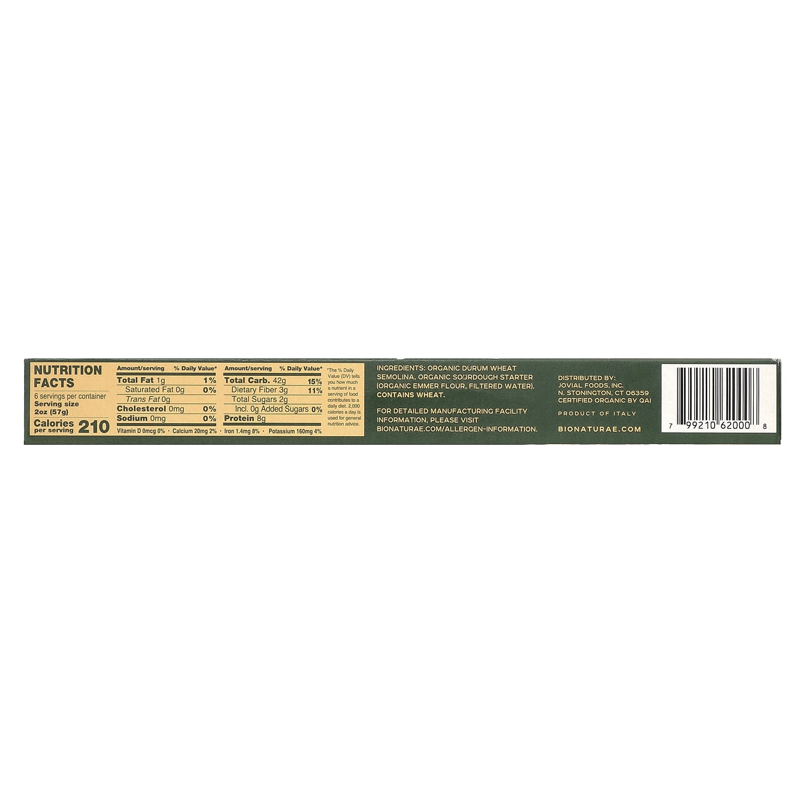 (6 pack) Bionaturae Organic Sourdough Spaghetti, 12 oz, Gluten-Free, Non-GMO