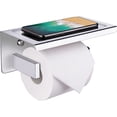 thumbnail image 1 of Toilet Roll Holder with Phone Shelf, Toilet Paper Holder for Bathroom Washroom, SUS 304 Stainless Steel Toilet Tissue Holder,Two Installation of 3M Self-Adhesive and Wall Mounted - Chrome, 1 of 7