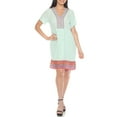 thumbnail image 2 of White Mark Short Sleeve Embroidered V-Neck Shift Dress, Women's, S-XL, 2 of 6
