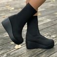 thumbnail image 6 of POROPL Womens Boots Mid Calf Wedge Sock Shoes,Boots Size 9.5, 6 of 8