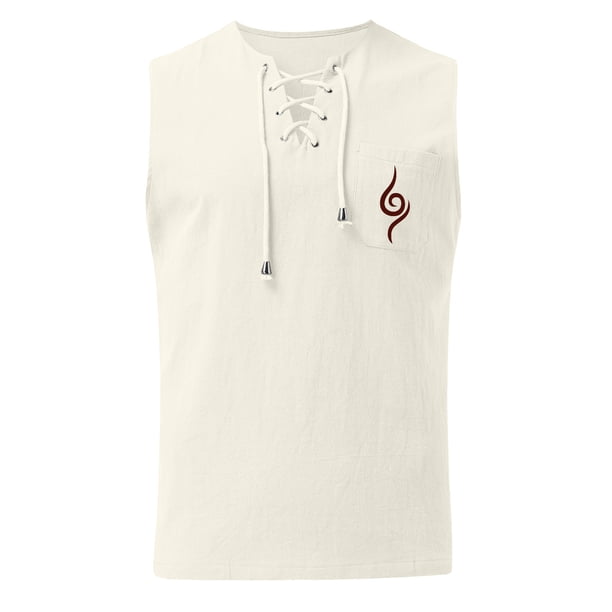 pstuiky Camiseta sin mangas para hombre, Camiseta sin mangas con estampado de color liso y bolsillo con cordón de verano para hombre Chaleco de hombre l
