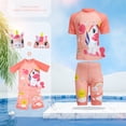 thumbnail image 6 of Toddler Girls Boys Summer Swimwear Sets Short Sleeve O Neck Tops + Cartoon Animal Print Shorts + Hat 1-12 Years, 6 of 6