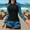 002 Blue, variant on Long Sleeve Rash Guard for Women 2 Piece Swimsuit Built-in Bra Zip Up Swim Shirt Athletic Surfing Bathing Suit with Shorts