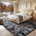 thumbnail image 6 of Area Rugs for Living Room Bedroom, 9'x12' Soft Fluffy Shag Indoor Floor Carpet for Living Room Bedroom Dining Room Office Home Decor, Tie-dye Dark Gray, 6 of 7