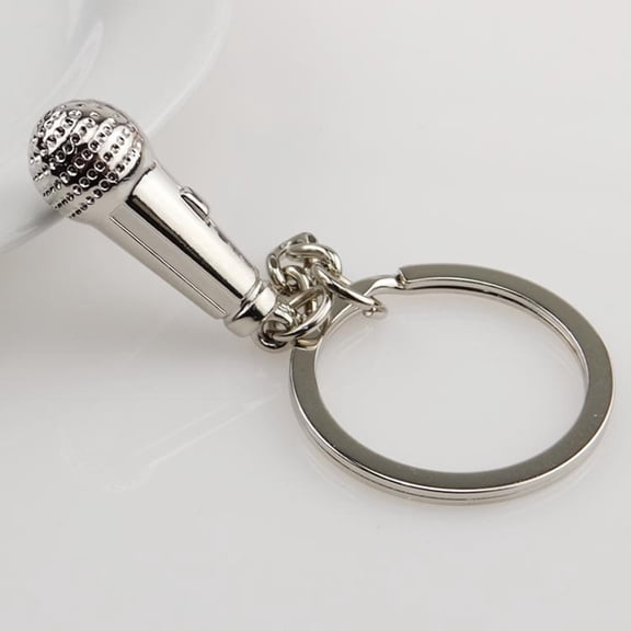 COSMOBETTY 1Set Microphone Pendant Keyring Metal Keychain for Christmas present Bag Pendant Cell Phone Accessory